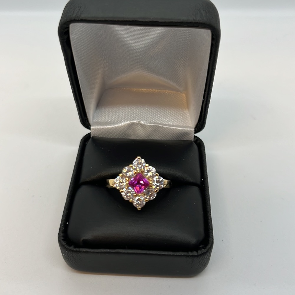Ruby And Cz Vermeil Ring Size 10 - image 1